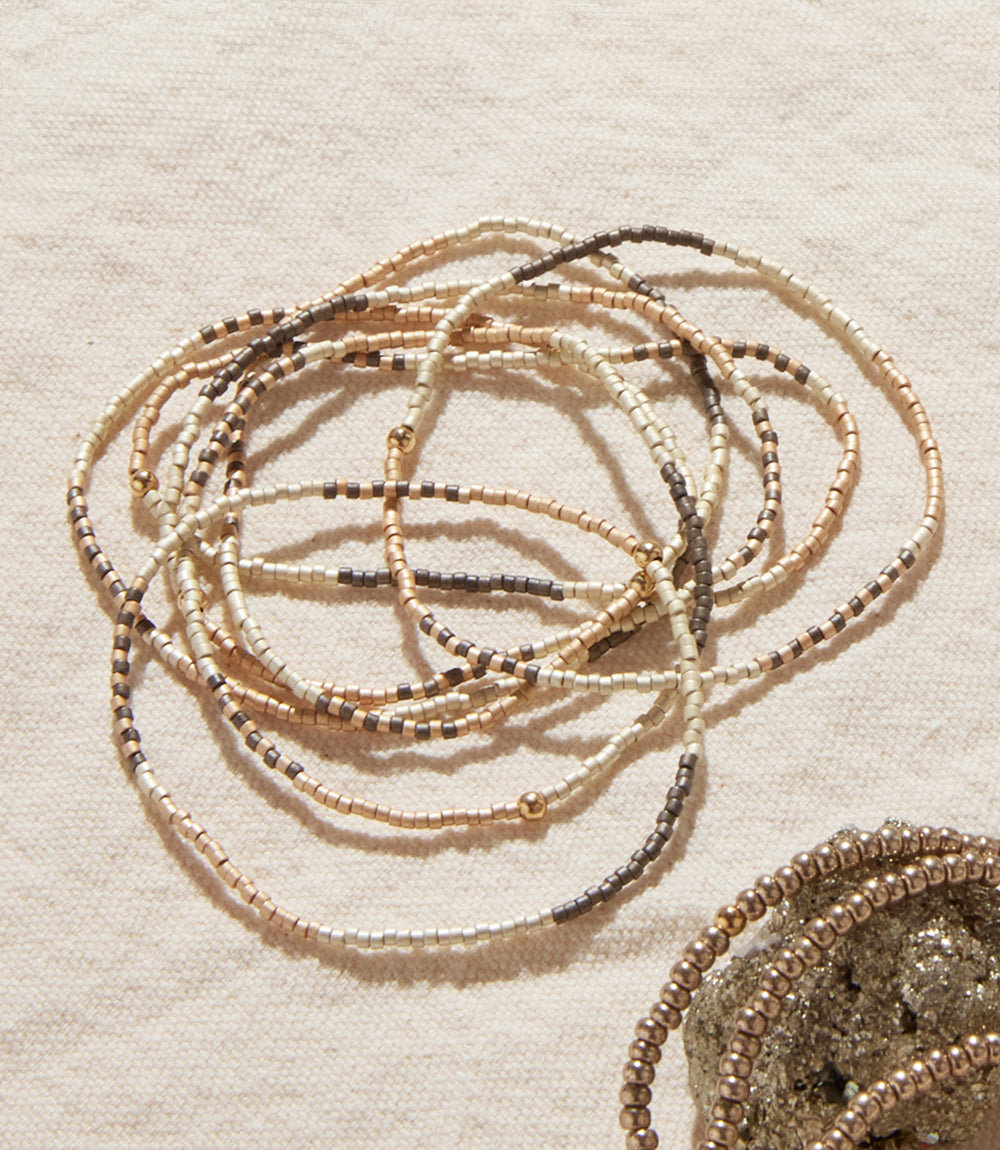 Beaded Bracelets, Stack Of 7