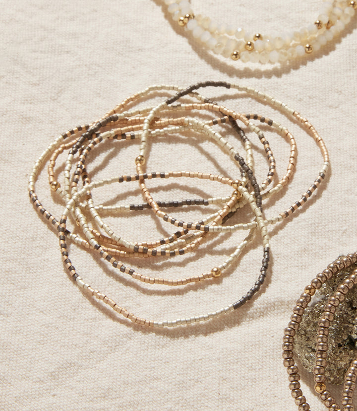 Beaded Bracelets, Stack Of 7