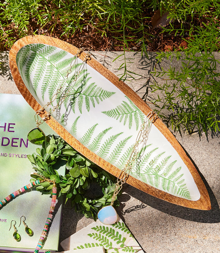 Fern Print Wood Trays, Set Of 3