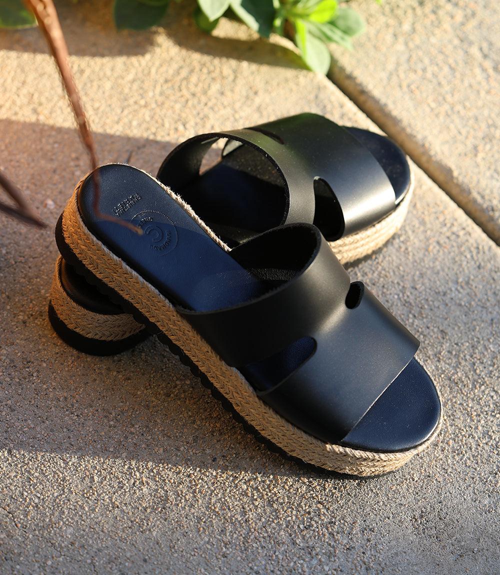 Leather Espadrille Slides