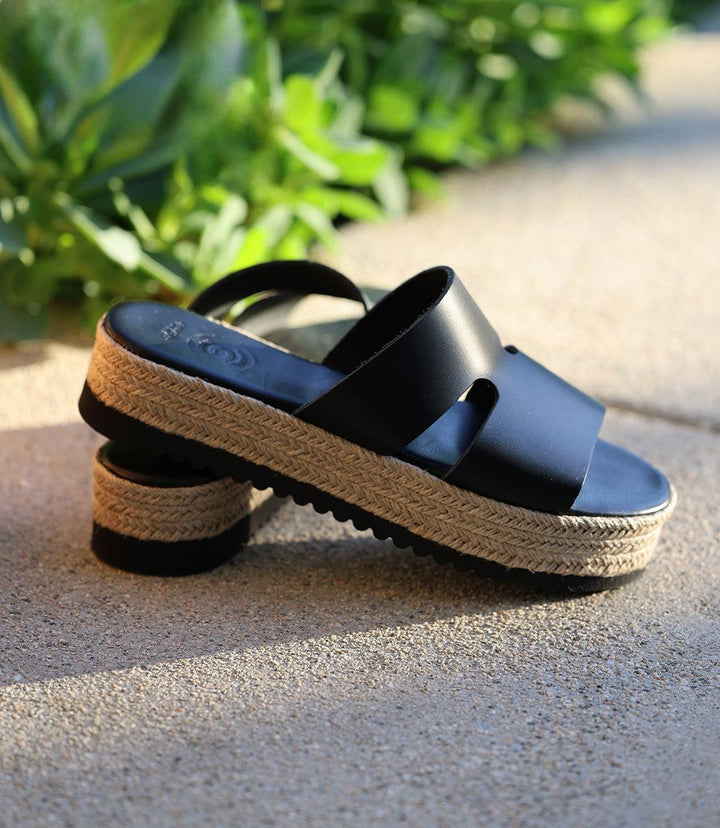 Leather Espadrille Slides