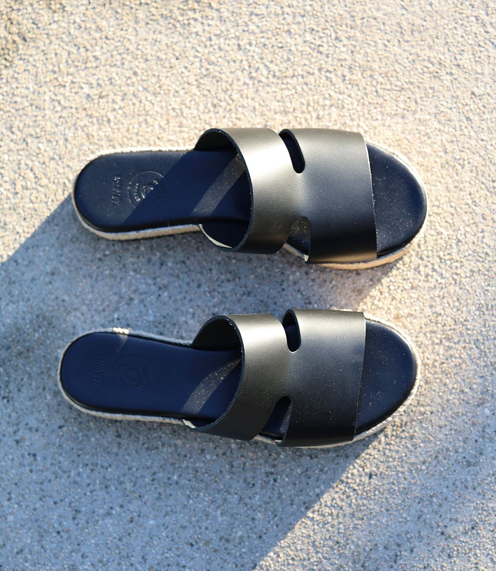 Leather Espadrille Slides