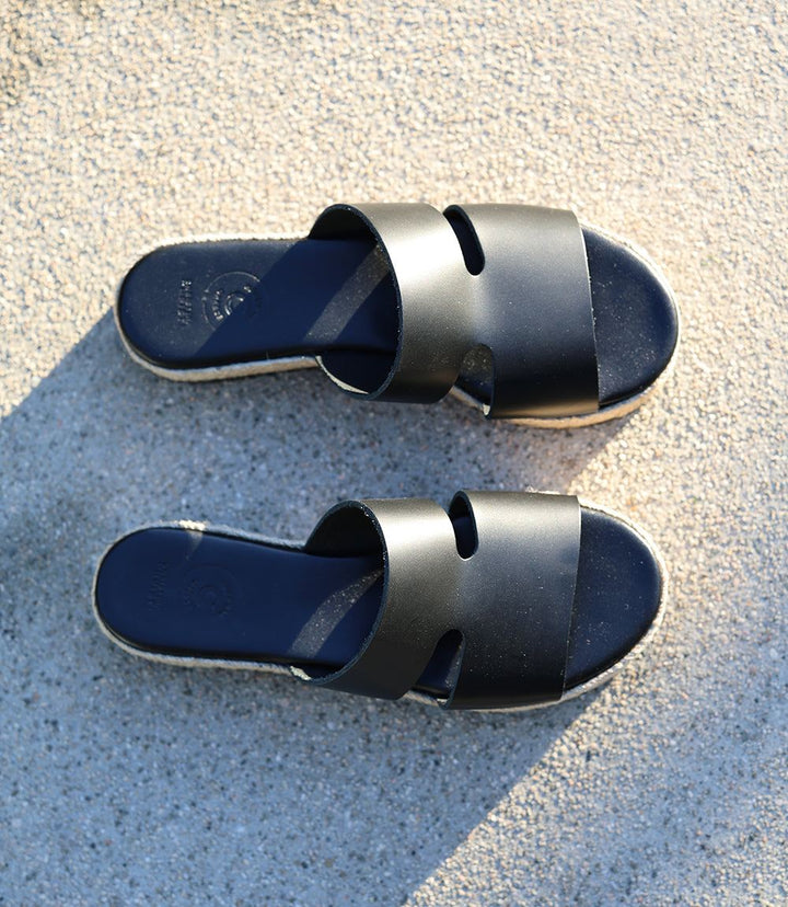 Leather Espadrille Slides