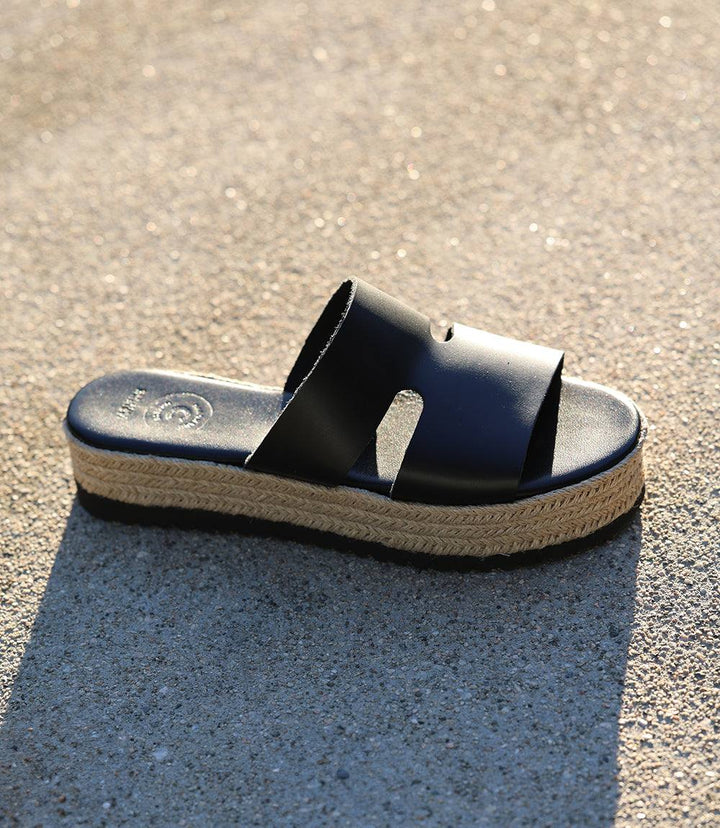Leather Espadrille Slides