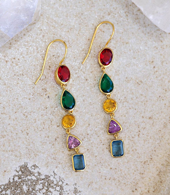 Mixed Gemstone Dangle Earrings