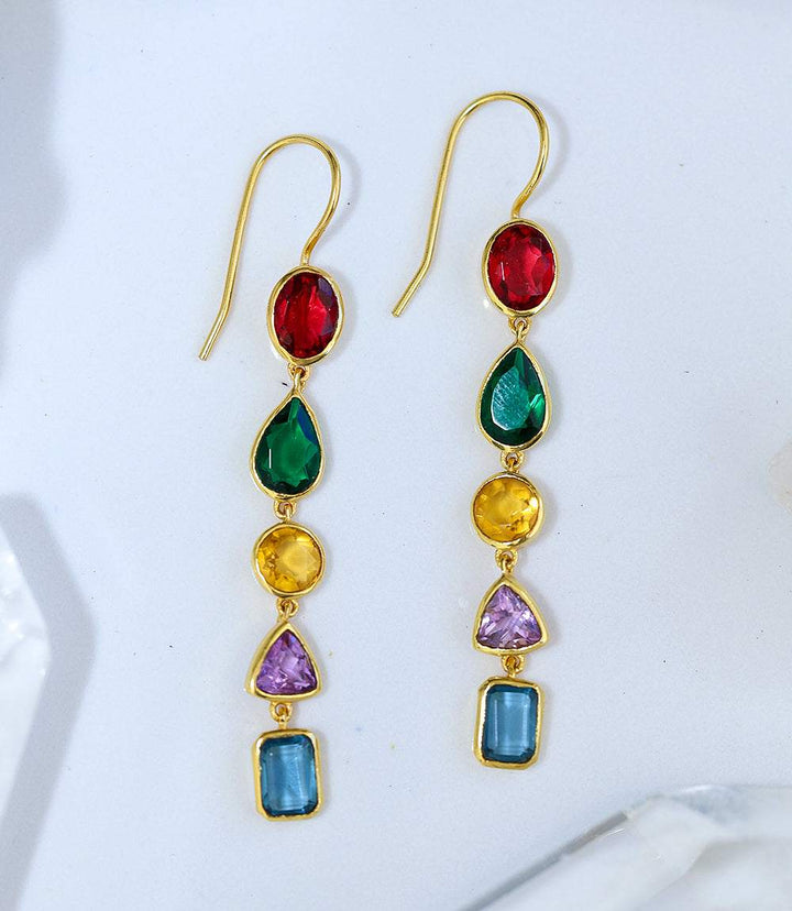 Mixed Gemstone Dangle Earrings