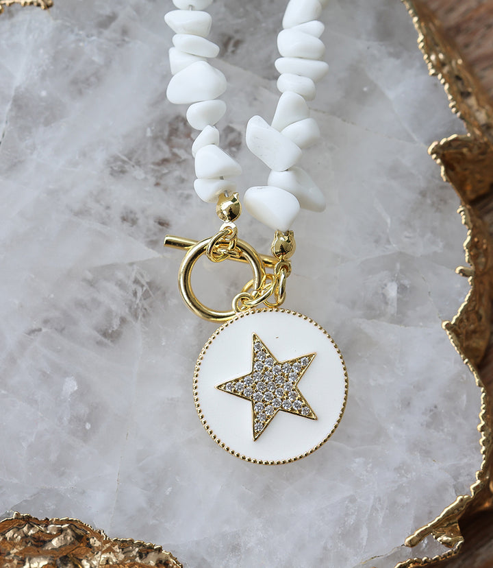 White Jade Star Pendant Necklace