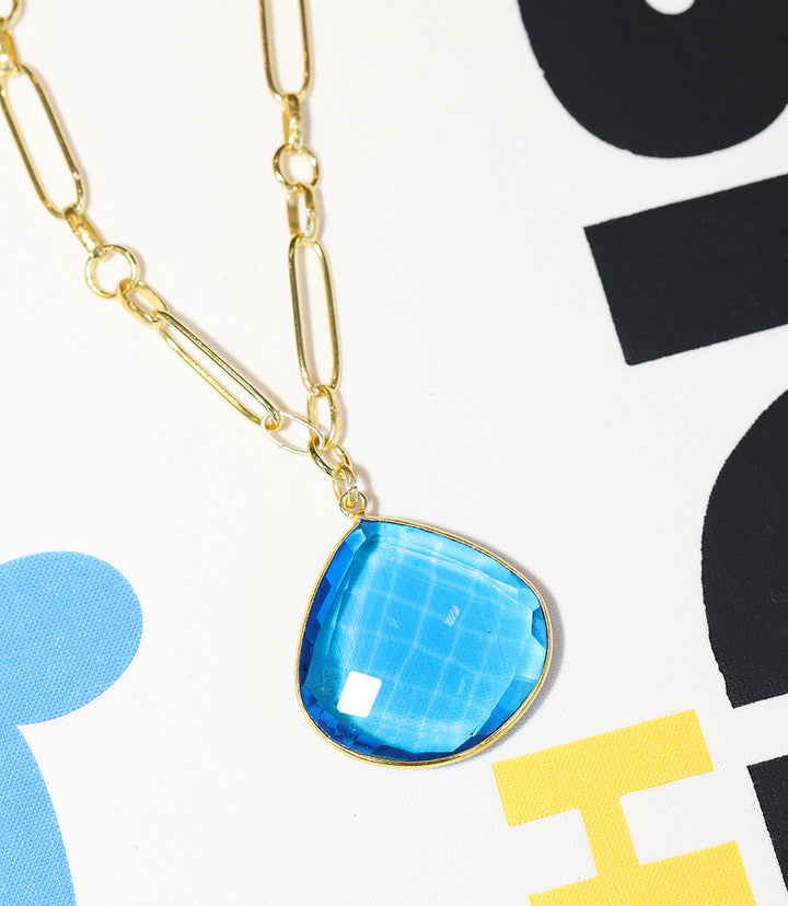 Teal Quartz Pendant Necklace