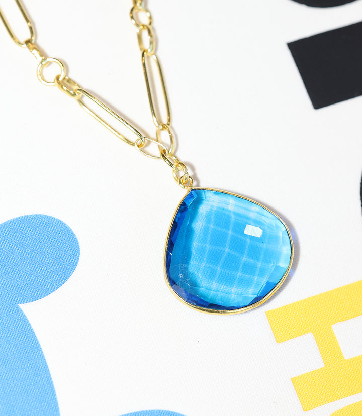 Teal Quartz Pendant Necklace
