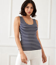Stripe Scoop Neck Double Layer Tank