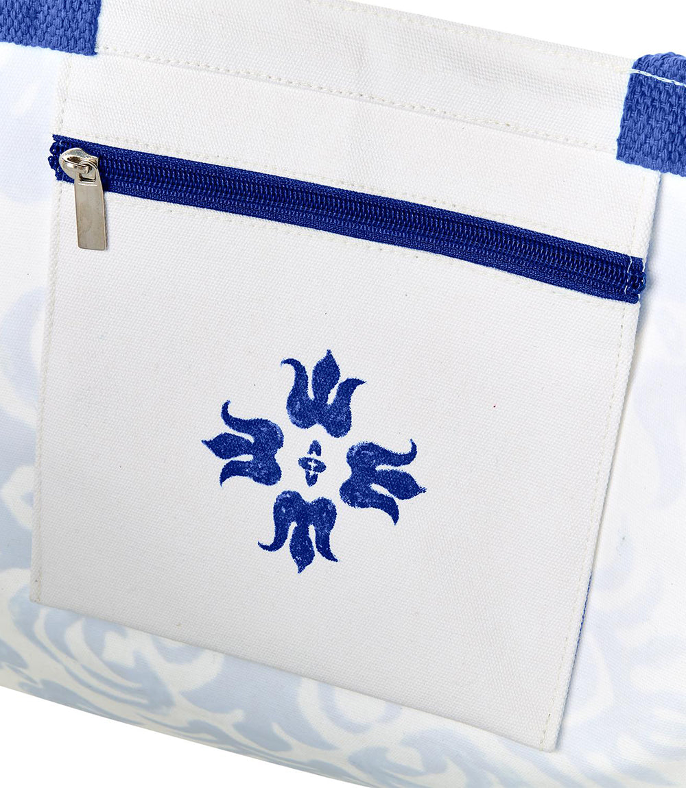 Diamond Blue Tile Block Print Tote Bag