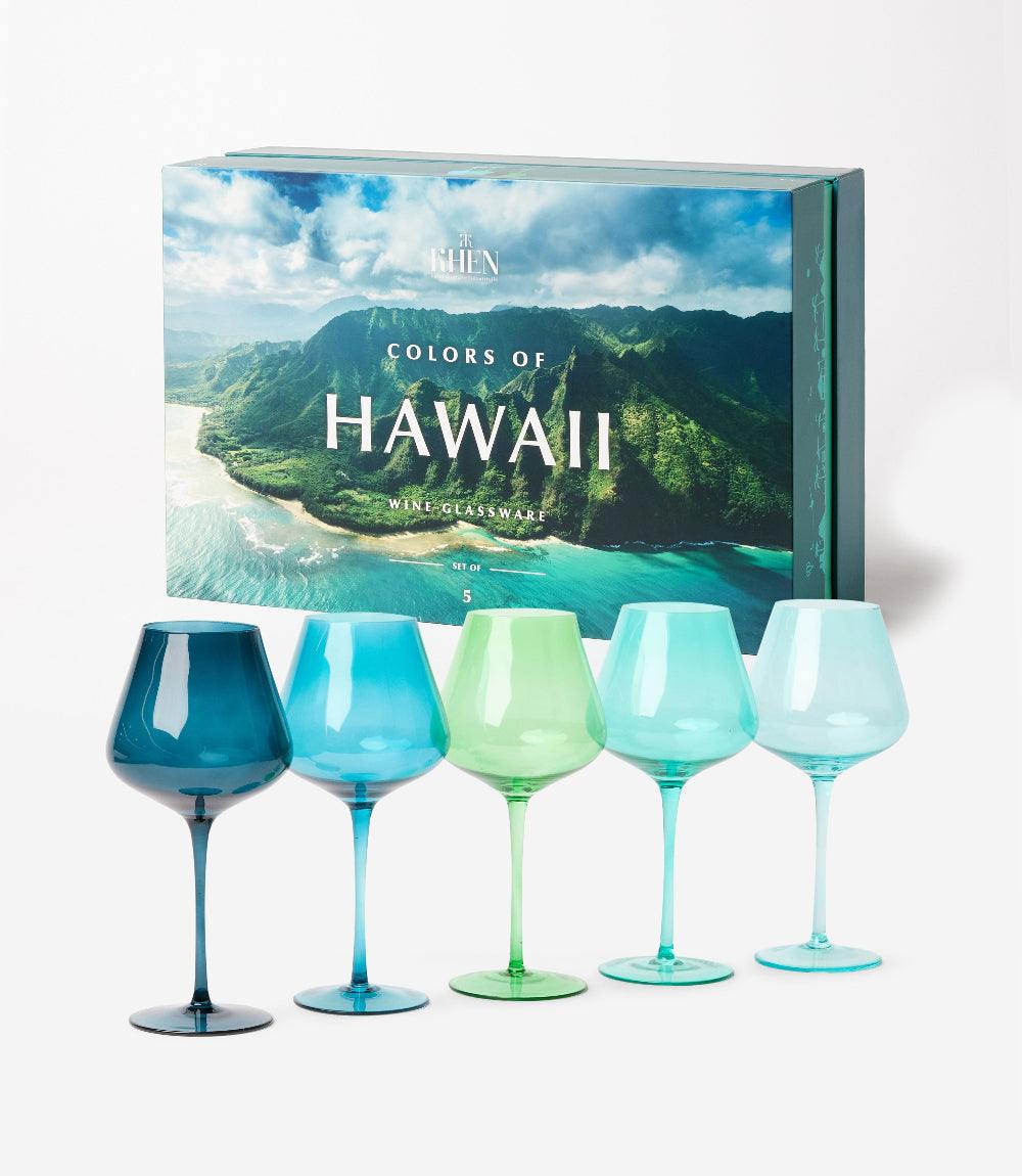 Colors Of Hawaii Wine Glasses - Set of 5 | Tropical Glassware