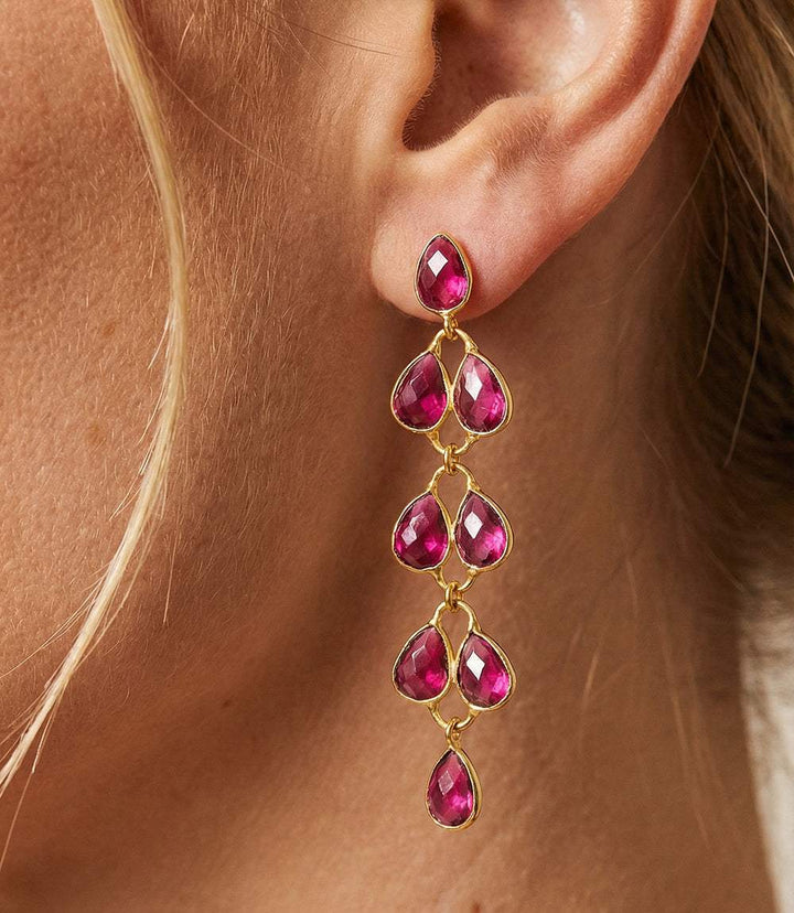 Feather Drop Gemstone Earrings