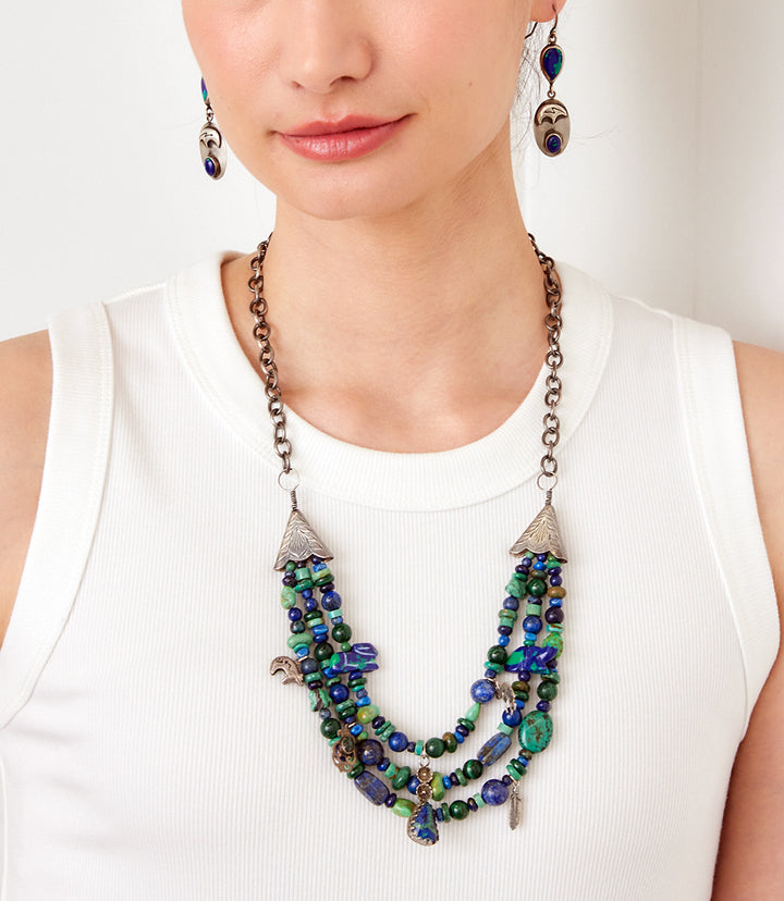 Vintage Turquoise & Lapis Multistrand Set