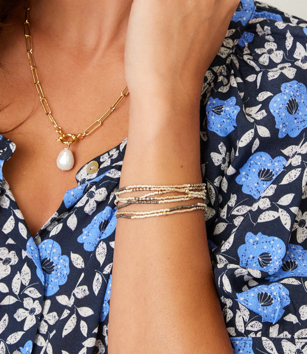 Beaded Bracelets, Stack Of 7