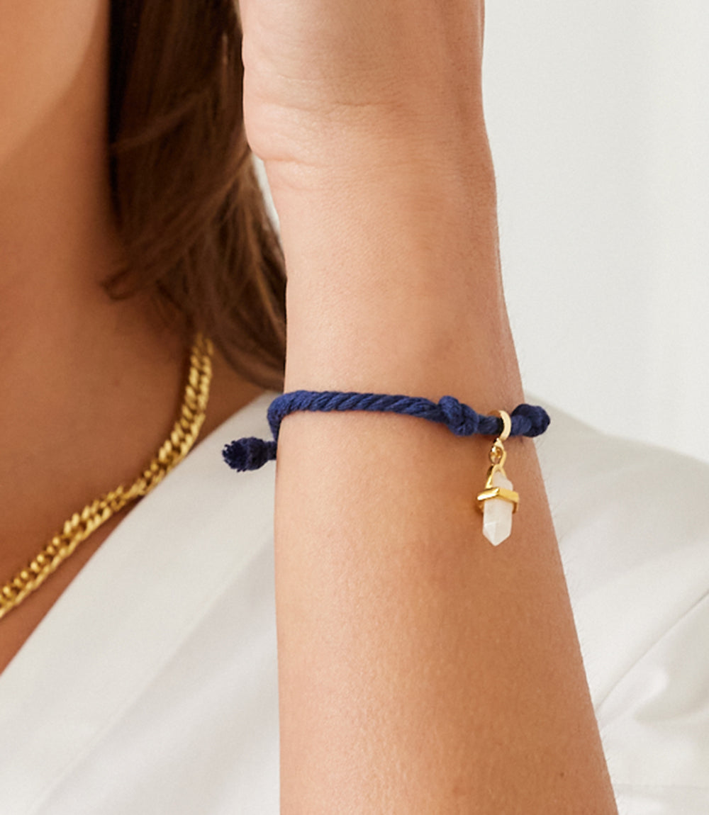 Moonstone Point Cord Bracelet