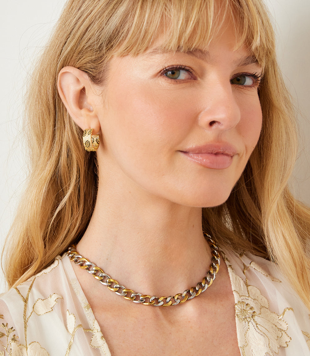 Mixed Gold And Silver Chain Necklace