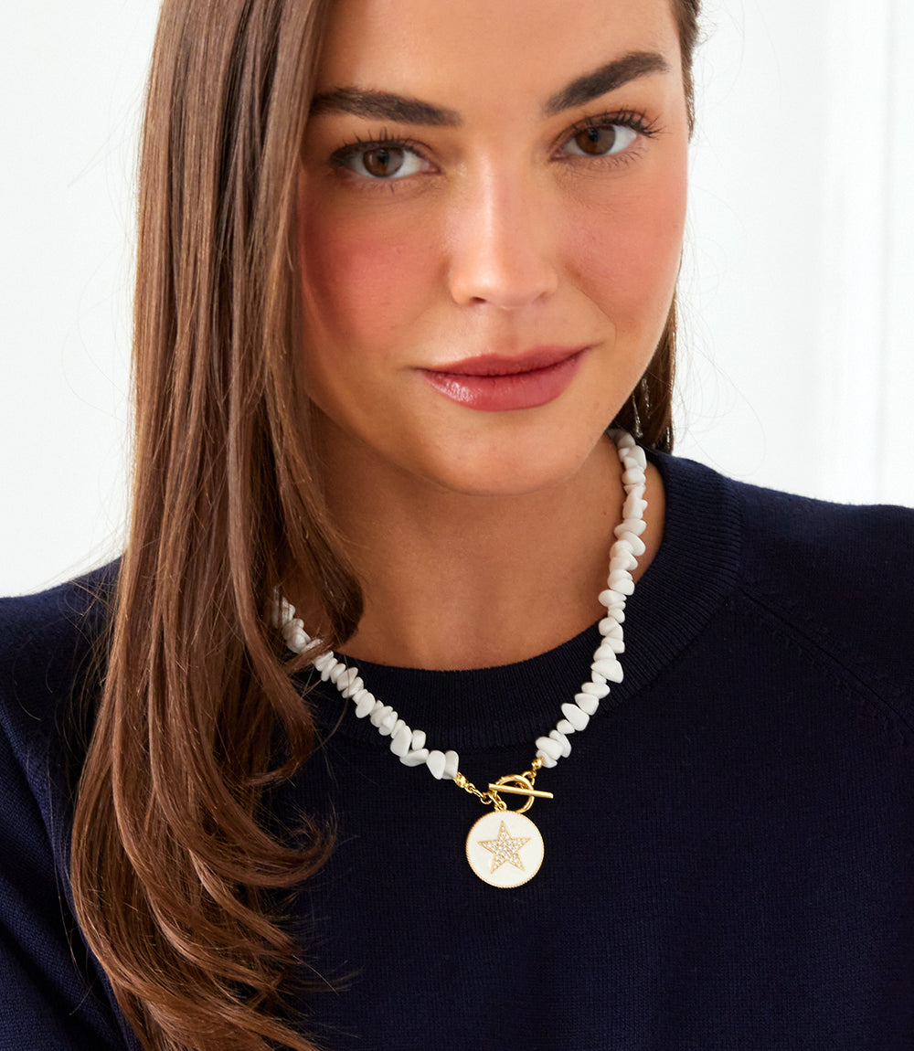 White Jade Star Pendant Necklace