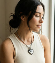White Buffalo Embellished Heart Pendant Necklace