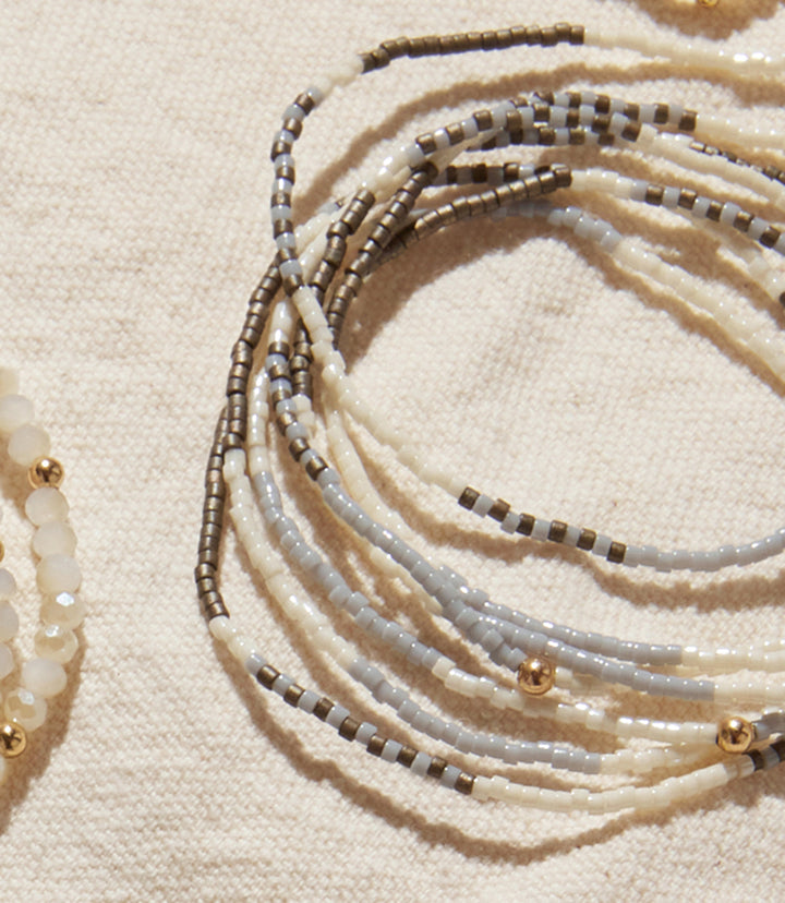 Beaded Bracelets, Stack Of 7