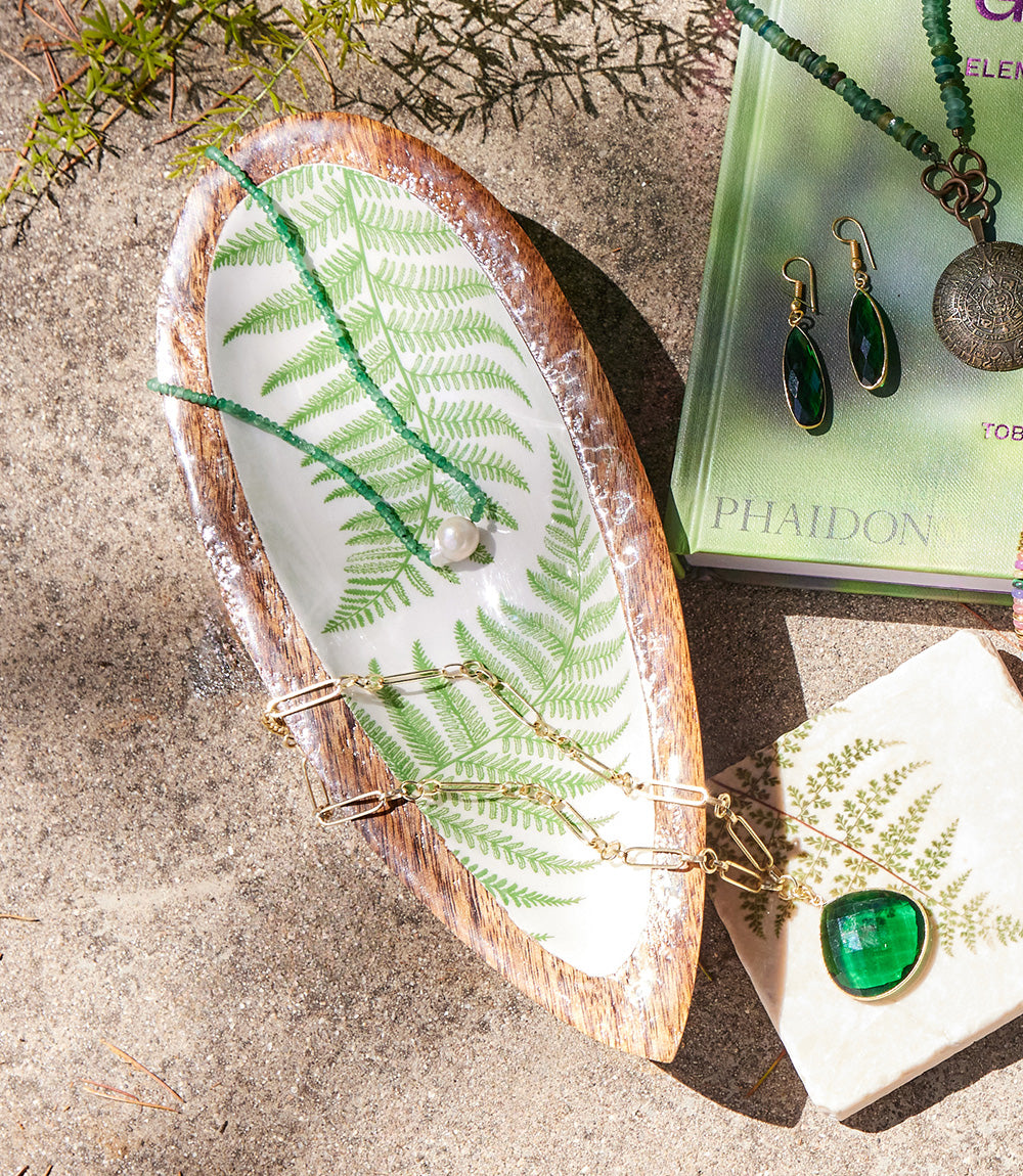 Fern Print Wood Trays, Set Of 3