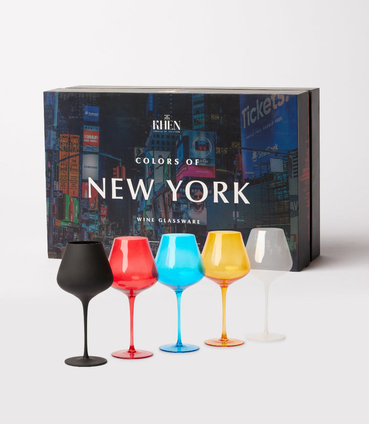 Colors Of New York Wine Glasses, Set Of 5