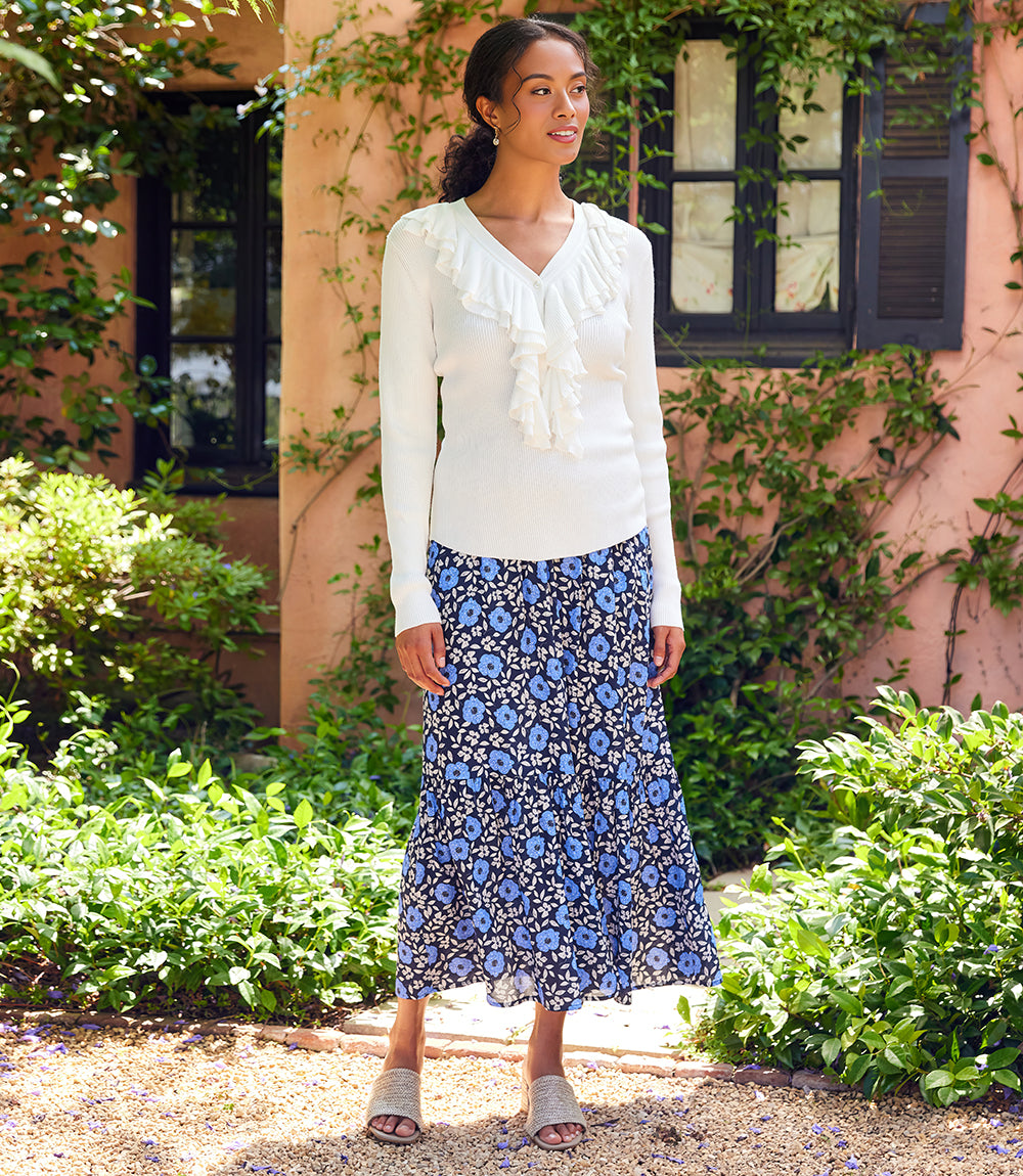 Front Slit Midi Skirt