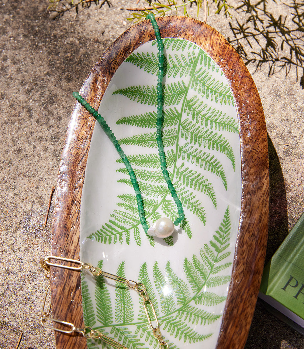 Fern Print Wood Trays, Set Of 3