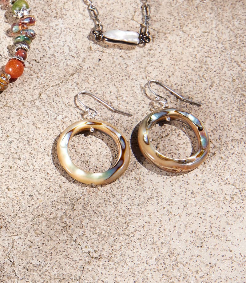 Abalone Hoop Earrings