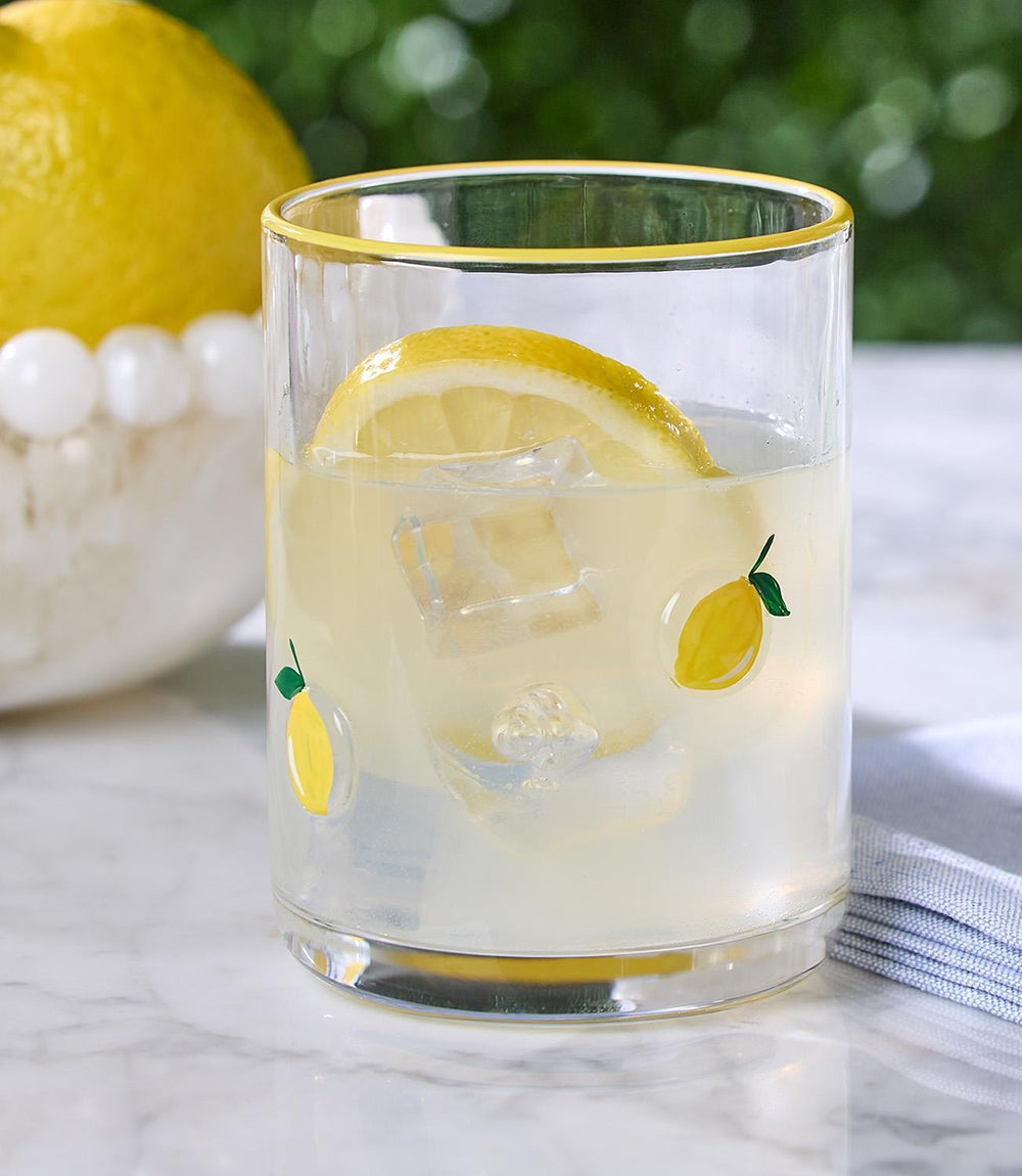 Hand-Painted Lemon Drinking Glass