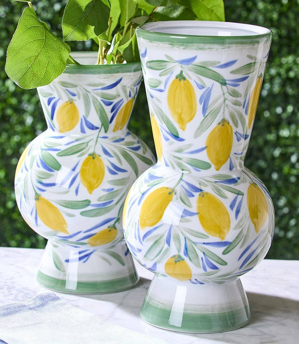 Hand-Painted Large Lemon Vase - Brighten Your Home with Colorful
