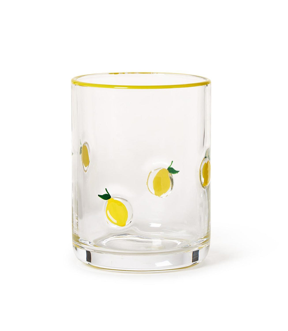 Hand-Painted Lemon Drinking Glass