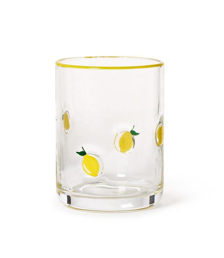 Hand-Painted Lemon Drinking Glass