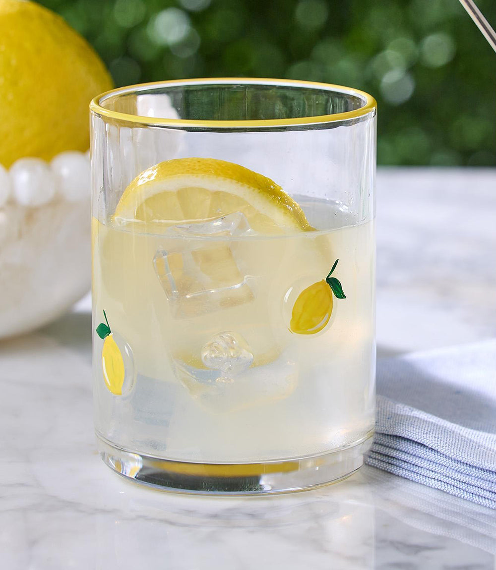 Hand-Painted Lemon Drinking Glass