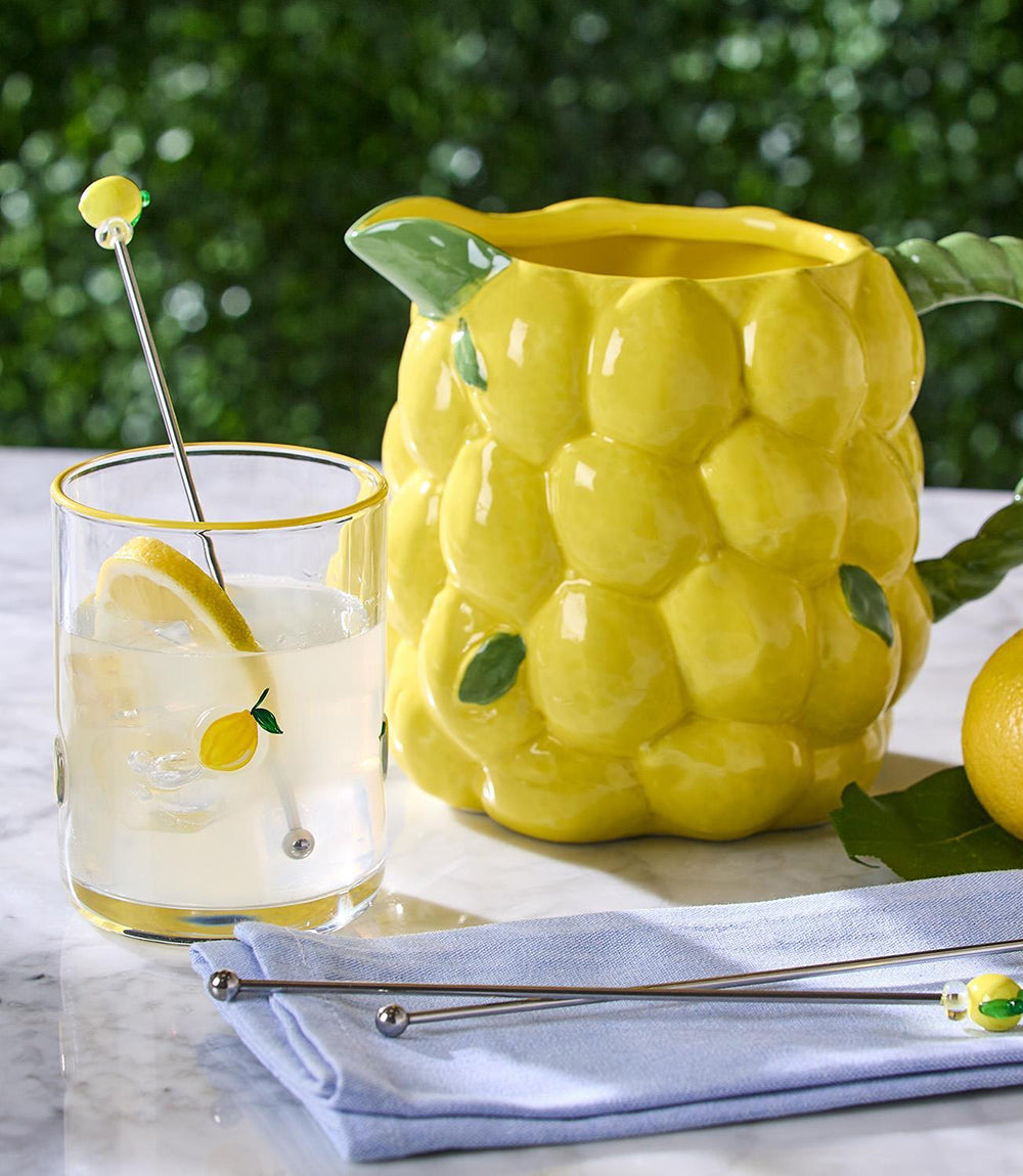 Hand-Painted Lemon Drinking Glass