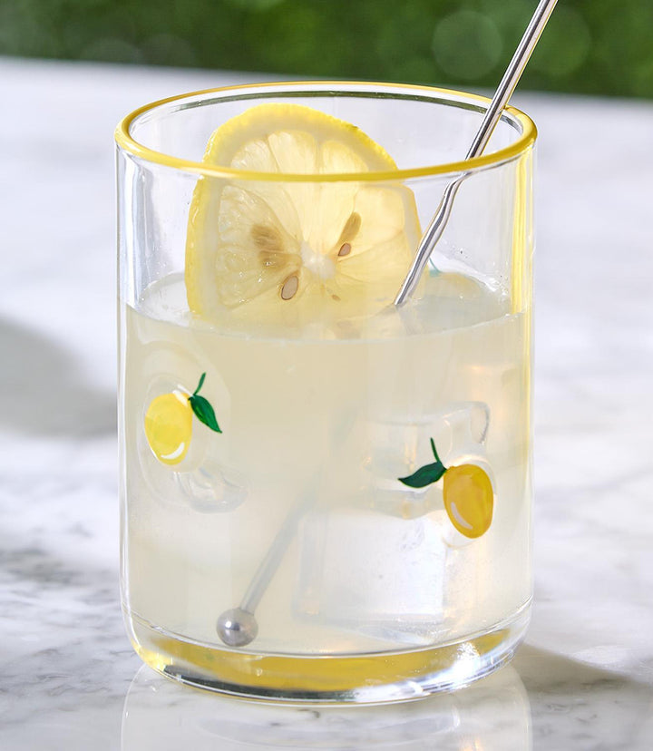 Hand-Painted Lemon Drinking Glass