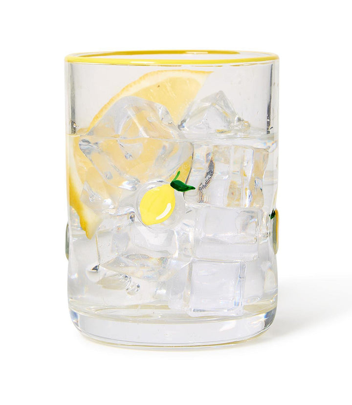 Hand-Painted Lemon Drinking Glass