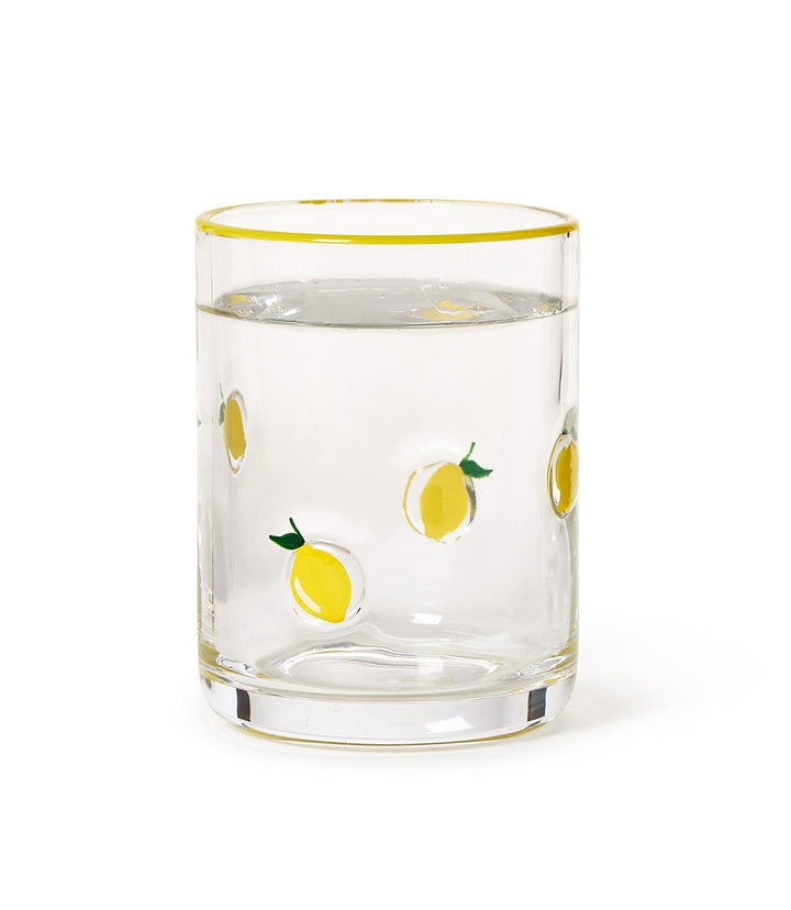 Hand-Painted Lemon Drinking Glass