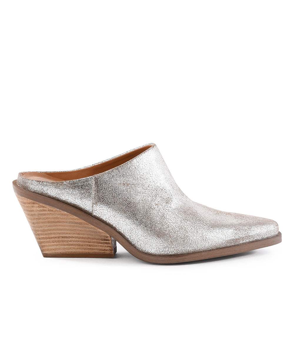 Seychelles Morning Joe pewter suede slip-on mule boots with pointed toe and stacked wooden heel
