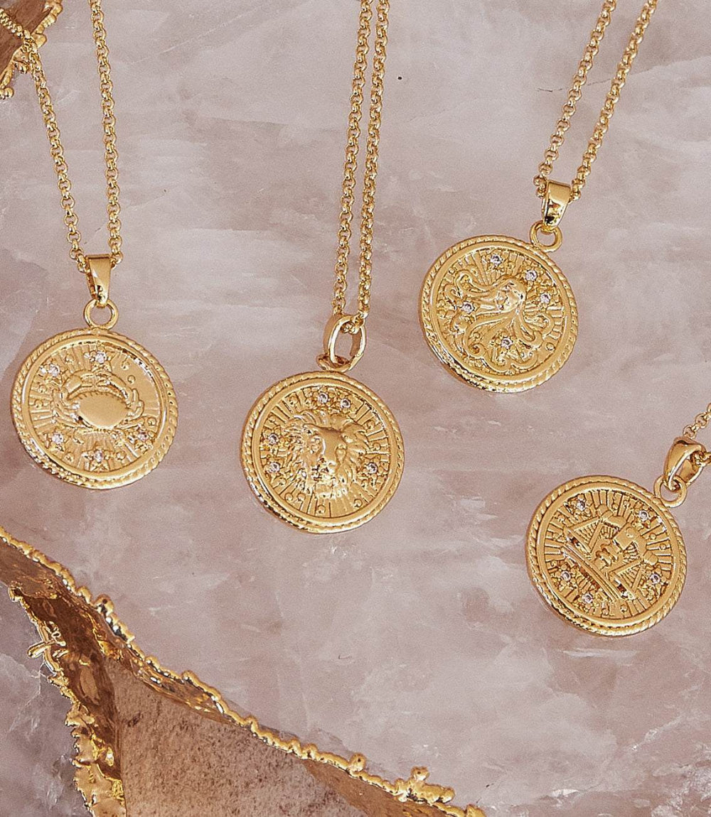 ミュージシャン GOD ONLY KNOWS COIN NECKLACE Virgo Coin Necklace - Elegant 18K Gold Zodiac Jewelry – Karen Kane