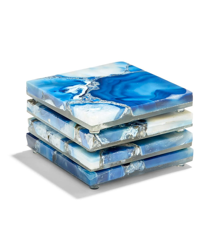 Blue Agate Coasters, Set Of 4