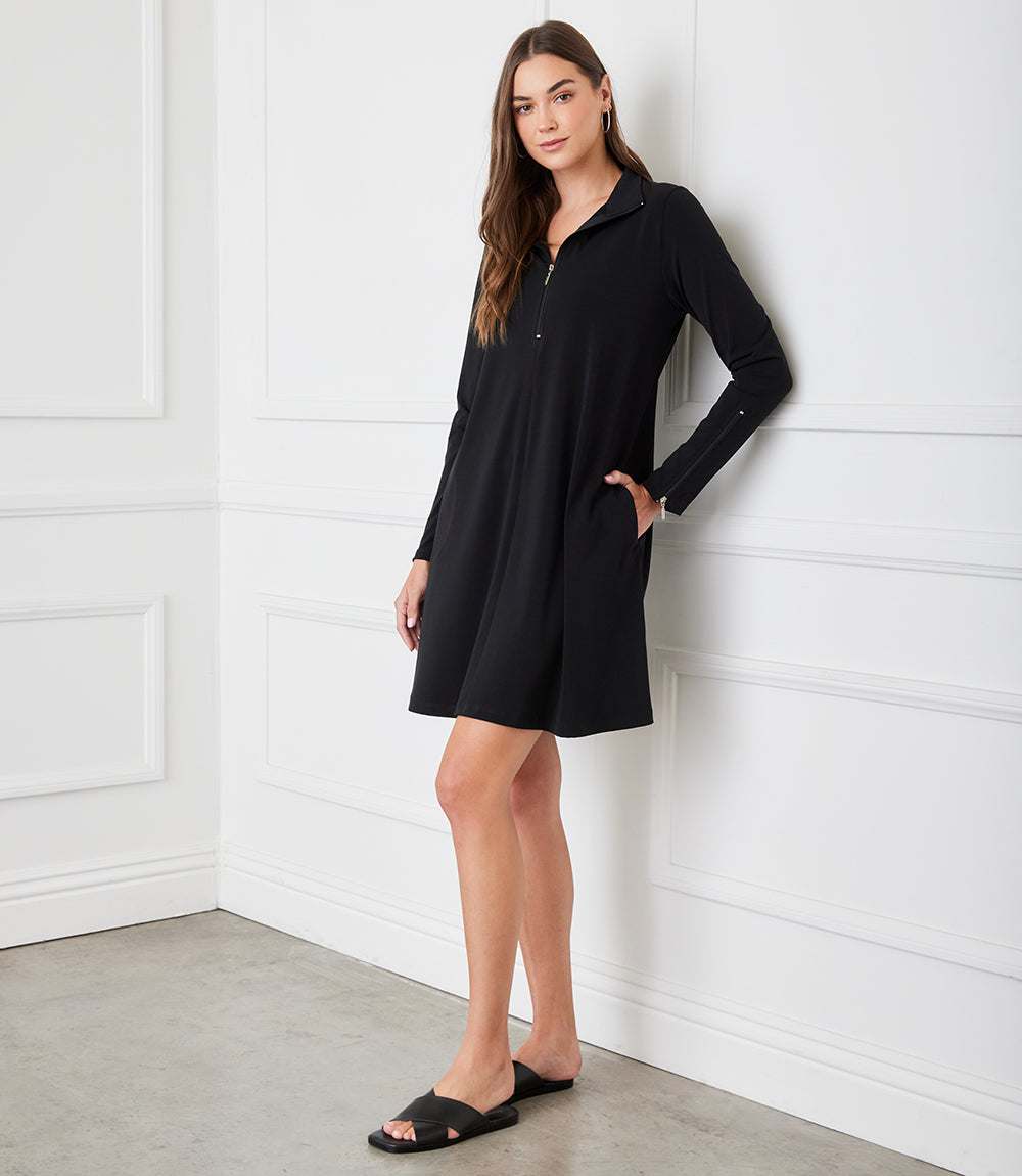 casual black jersey dress Evie Ribbed-Knit Jersey Dress Black / Regular / XL