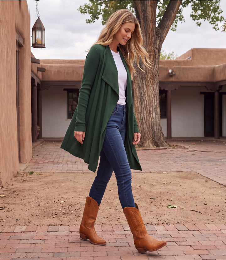 Ribbed Drape Front Cardigan