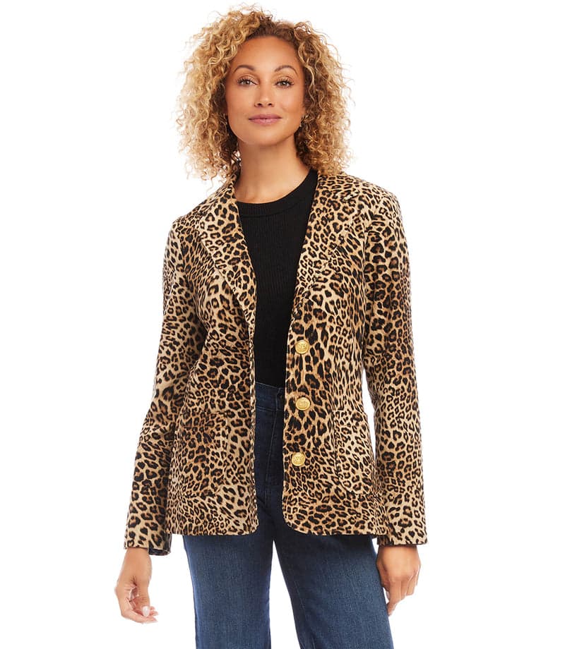 Petite Size Leopard Corduroy Jacket
