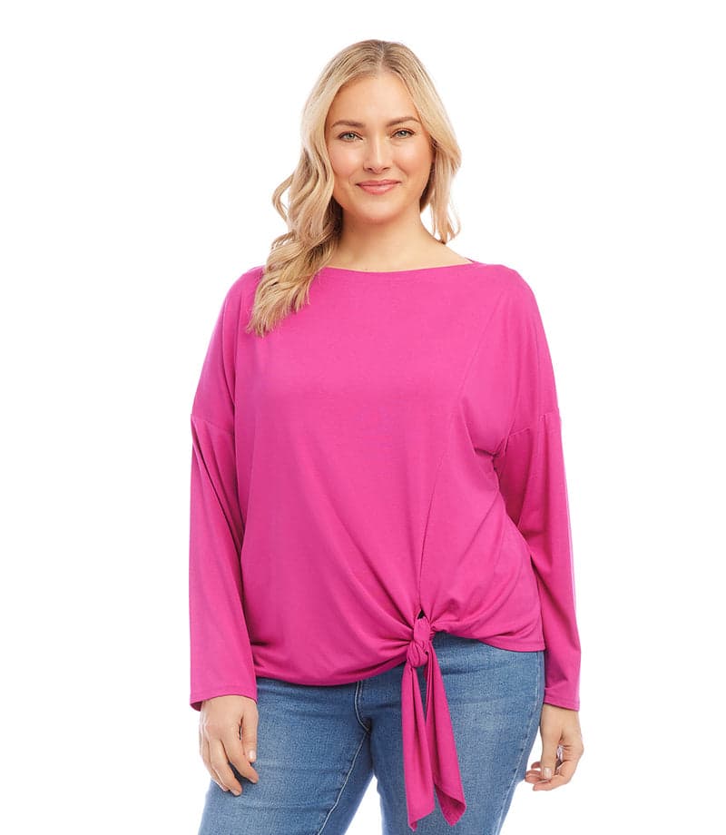 Plus Size Boatneck Tie-Front Top
