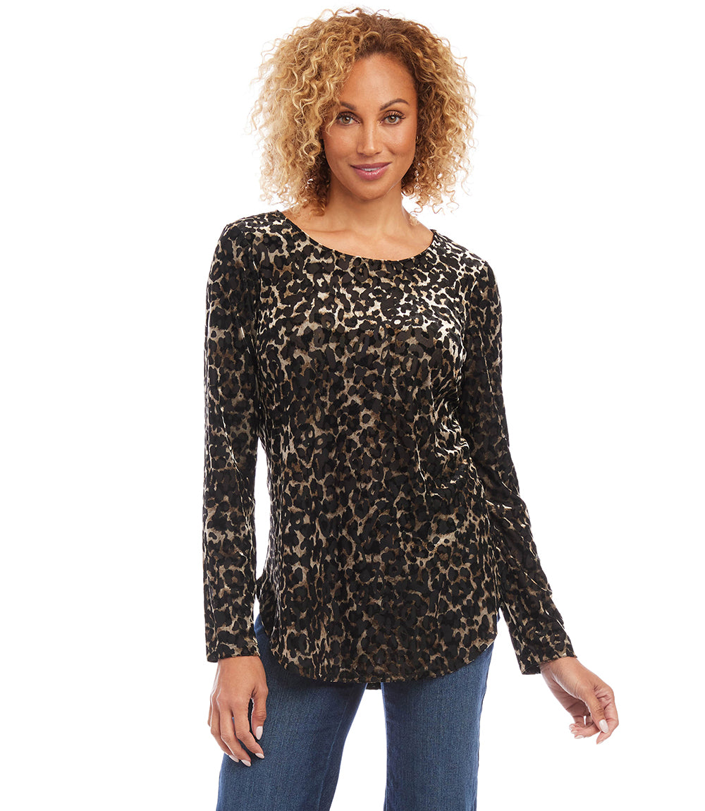 Velvet Burnout Shirttail Top