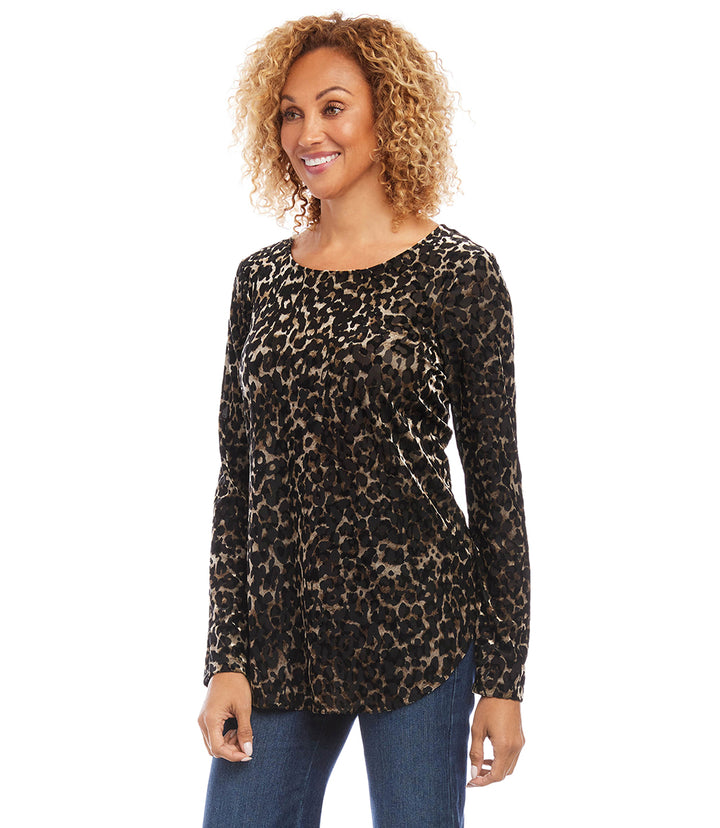 Velvet Burnout Shirttail Top