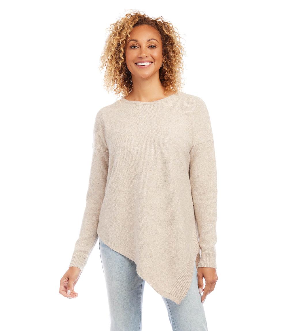 Oatmeal Asymmetric Hem Sweater | Karen Kane