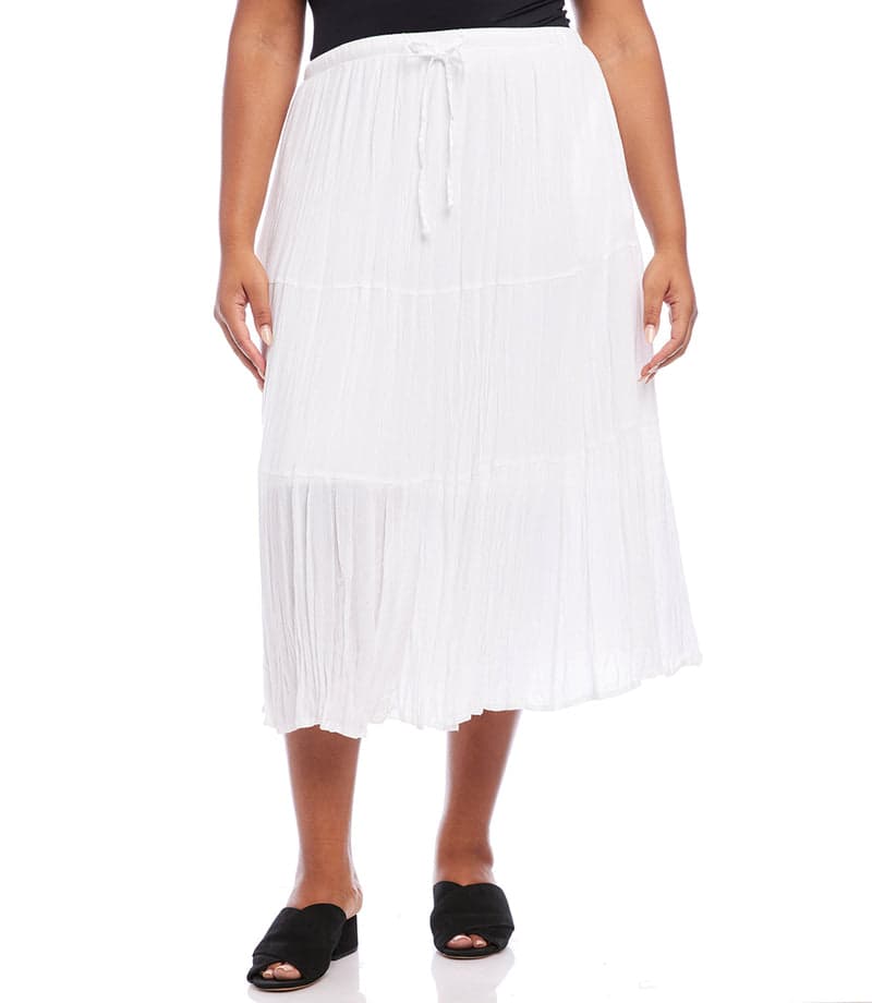 Plus Size Tiered Midi Skirt