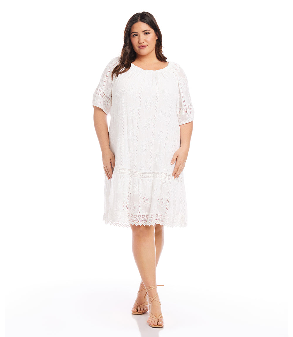 Plus Size Short Sleeve Embroidered Dress